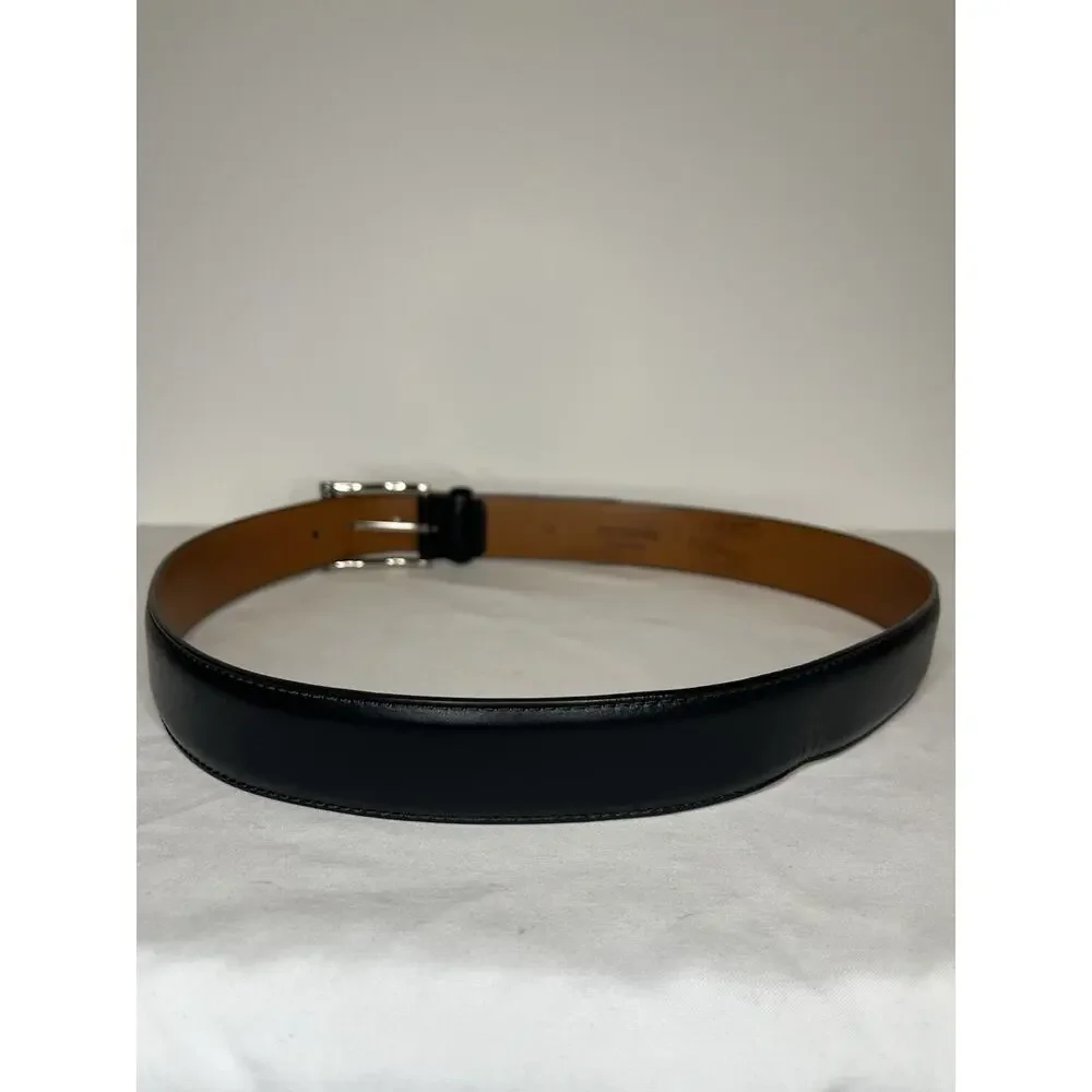 Magnanni Men’s Genuine Leather Belt Size 35 Silver Single Prong Buckle